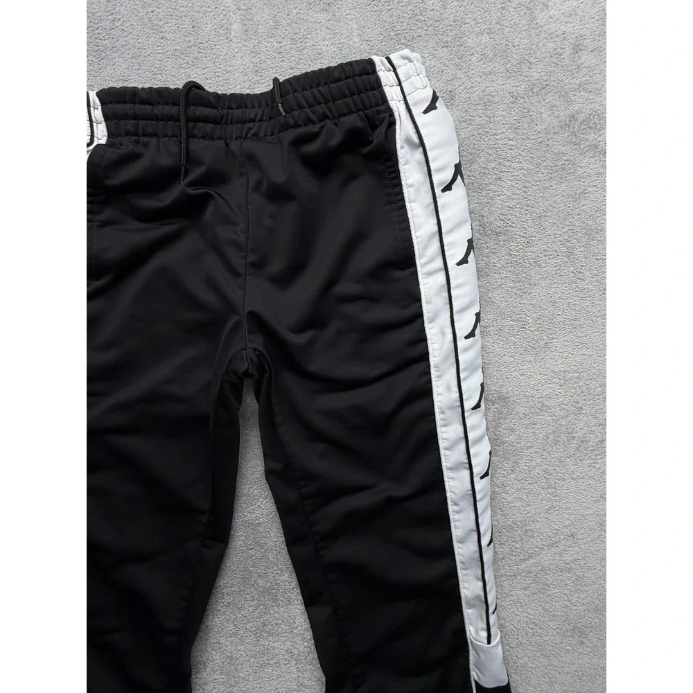 Kappa‎ Pants Mens S Black Track Pants Slim Tapered Side Stripe Tear Away